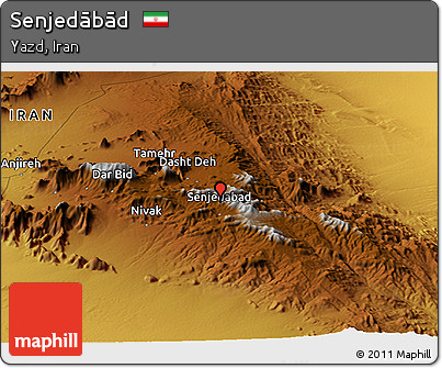 Physical Panoramic Map of Senjedābād