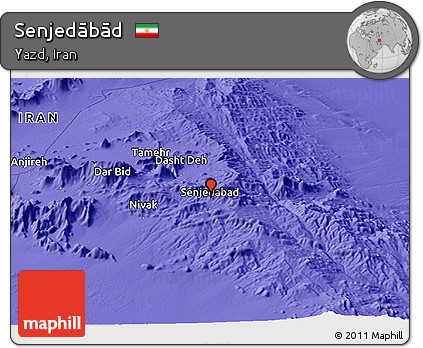 Political Panoramic Map of Senjedābād