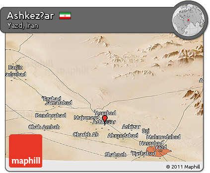 Satellite Panoramic Map of Ashkez̄ar