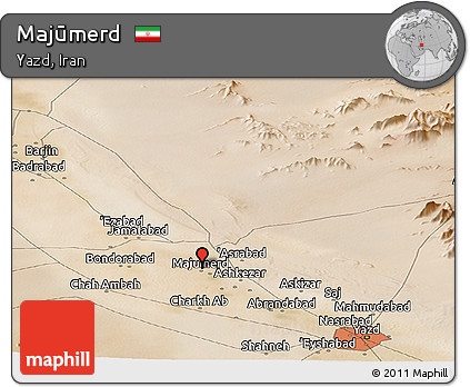 Satellite Panoramic Map of Majūmerd