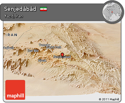 Satellite Panoramic Map of Senjedābād