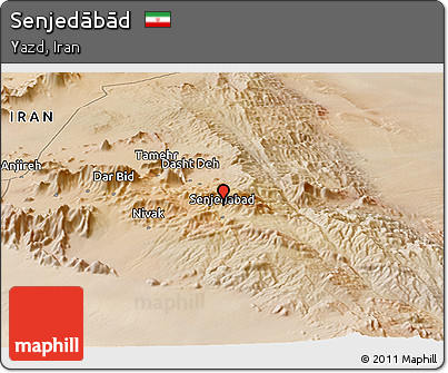 Satellite Panoramic Map of Senjedābād