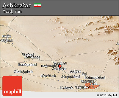 Satellite Panoramic Map of Ashkez̄ar