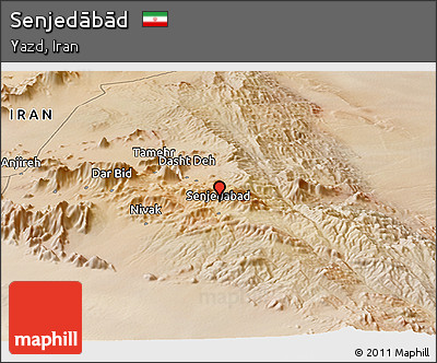 Satellite Panoramic Map of Senjedābād