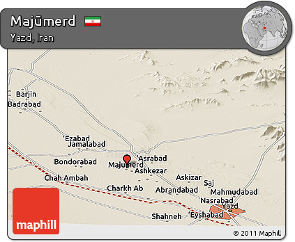 Shaded Relief Panoramic Map of Majūmerd