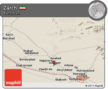 Shaded Relief Panoramic Map of Zārch