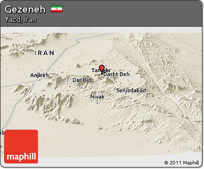 Shaded Relief Panoramic Map of Gezeneh