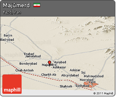 Shaded Relief Panoramic Map of Majūmerd