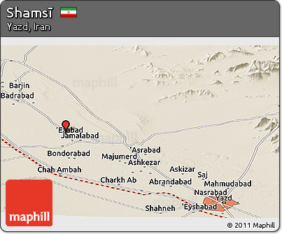 Shaded Relief Panoramic Map of Shamsī