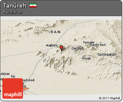 Shaded Relief Panoramic Map of Tanūreh