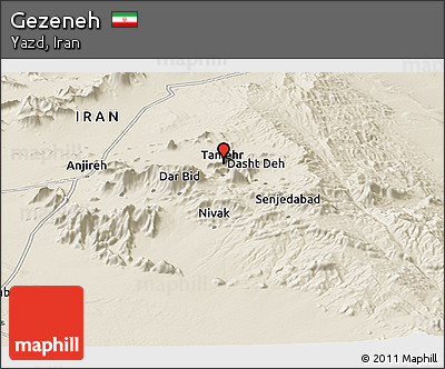 Shaded Relief Panoramic Map of Gezeneh