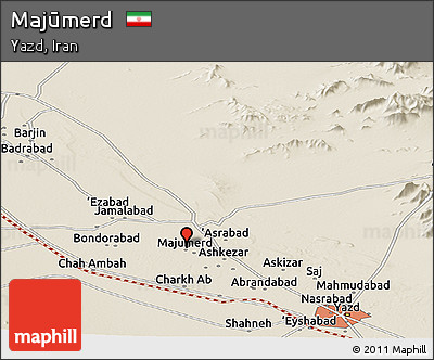 Shaded Relief Panoramic Map of Majūmerd