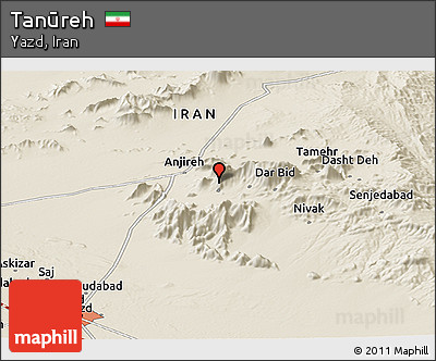 Shaded Relief Panoramic Map of Tanūreh