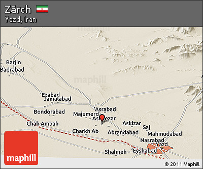 Shaded Relief Panoramic Map of Zārch