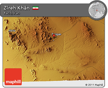 Physical 3D Map of Zīreh Khān