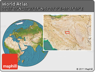 Satellite Location Map of the Area around 32° 8' 5" N, 55° 19' 30" E