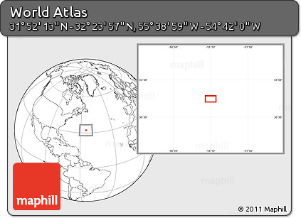 Blank Location Map of the Area around 32° 8' 5" N, 55° 10' 29" W