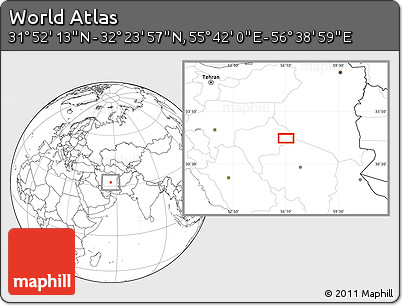 Blank Location Map of the Area around 32° 8' 5" N, 56° 10' 29" E