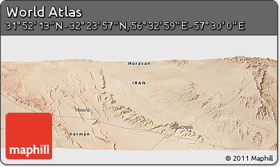 Satellite Panoramic Map of the Area around 32° 8' 5" N, 57° 1' 29" E