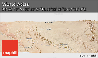 Satellite Panoramic Map of the Area around 32° 8' 5" N, 57° 1' 29" E