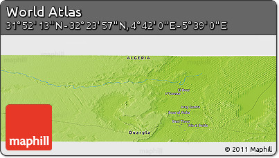 Physical Panoramic Map of the Area around 32° 8' 5" N, 5° 10' 30" E