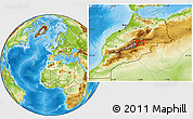 Physical Location Map of the area around 32° 8' 5" N, 5° 1' 30" W