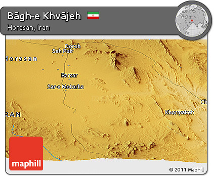Physical Panoramic Map of Bāgh-e Khvājeh
