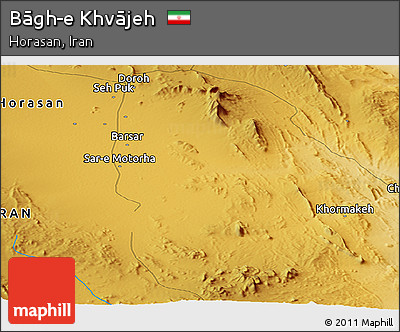 Physical Panoramic Map of Bāgh-e Khvājeh