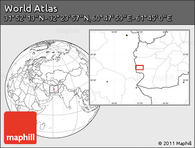 Blank Location Map of the Area around 32° 8' 5" N, 61° 16' 29" E