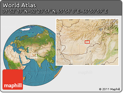 Satellite Location Map of the Area around 32° 8' 5" N, 66° 22' 30" E