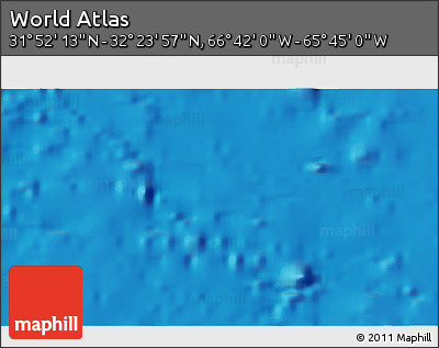 Physical 3D Map of the Area around 32° 8' 5" N, 66° 13' 29" W