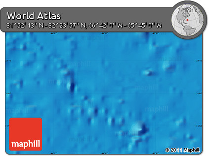 Physical Map of the Area around 32° 8' 5" N, 66° 13' 29" W