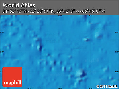 Physical Map of the Area around 32° 8' 5" N, 66° 13' 29" W
