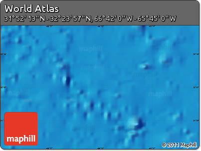 Physical Map of the Area around 32° 8' 5" N, 66° 13' 29" W