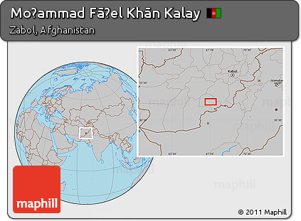 Gray Location Map of Moḩammad Fāẕel Khān Kalay