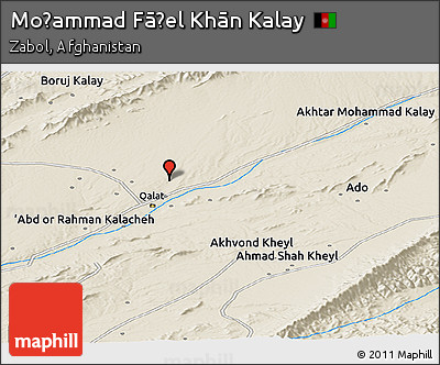 Shaded Relief Panoramic Map of Moḩammad Fāẕel Khān Kalay
