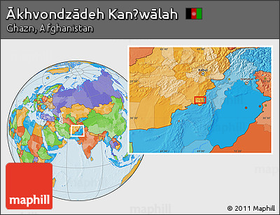 Political Location Map of Ākhvondzādeh Kanḏwālah