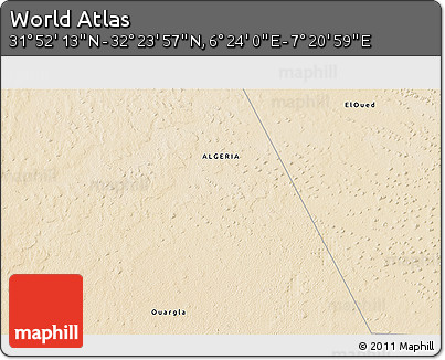 Satellite 3D Map of the Area around 32° 8' 5" N, 6° 52' 30" E