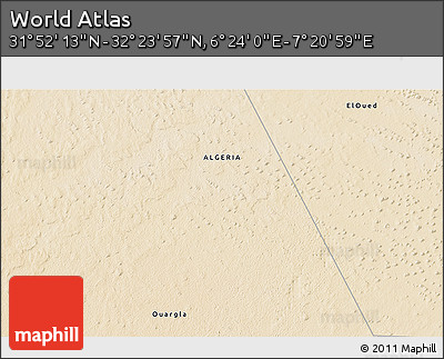 Satellite 3D Map of the Area around 32° 8' 5" N, 6° 52' 30" E