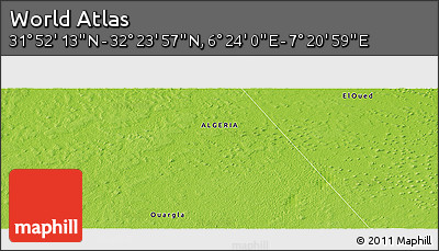 Physical Panoramic Map of the Area around 32° 8' 5" N, 6° 52' 30" E