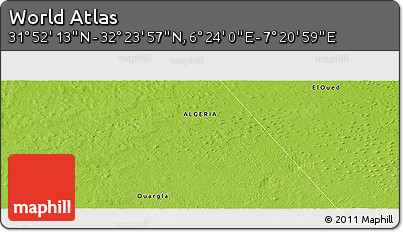 Physical Panoramic Map of the Area around 32° 8' 5" N, 6° 52' 30" E