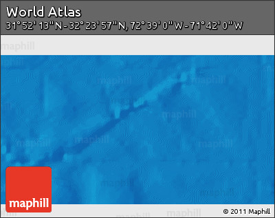 Shaded Relief 3D Map of the Area around 32° 8' 5" N, 72° 10' 30" W