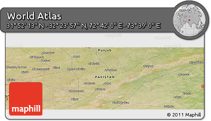Satellite Panoramic Map of the Area around 32° 8' 5" N, 73° 10' 30" E