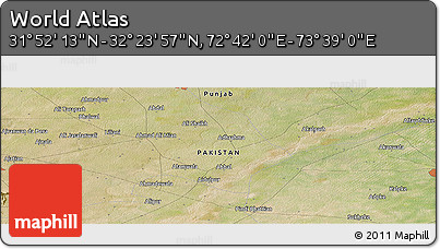 Satellite Panoramic Map of the Area around 32° 8' 5" N, 73° 10' 30" E