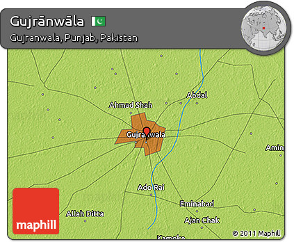 Physical 3D Map of Gujrānwāla