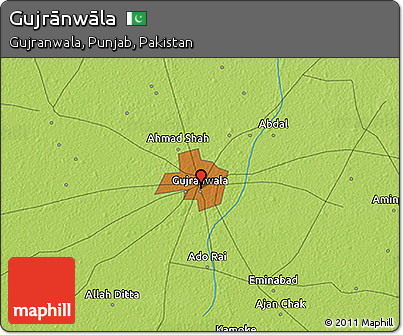 Physical 3D Map of Gujrānwāla