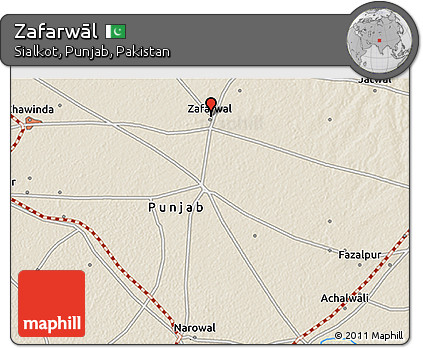 Shaded Relief 3D Map of Zafarwāl