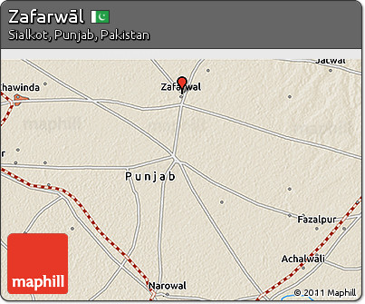 Shaded Relief 3D Map of Zafarwāl