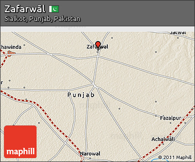 Shaded Relief 3D Map of Zafarwāl