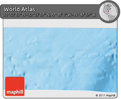 Physical 3D Map of the Area around 32° 8' 5" N, 77° 16' 30" W